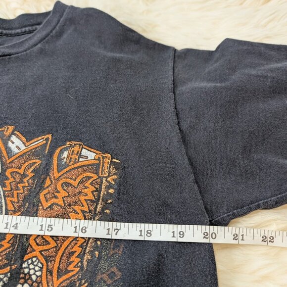 Vtg Western Cowboy Boots And Hat Wrap Around Print T Single Stitch T Shirt Sz - Picture 7 of 9